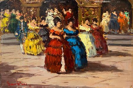Art work by Ernesto Scudiero Il ballo - oil table 